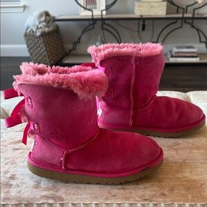 Ugg Pink size 5 Furry Boots with Bows